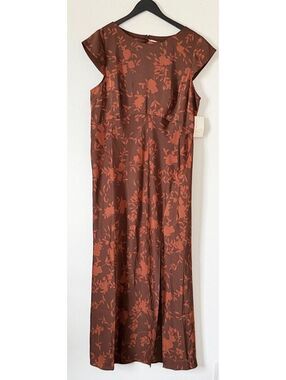 A New Day Brown Floral Open Back Maxi Dress Women Size XL